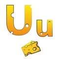 U, swiss vector Alphabet made of Cheese